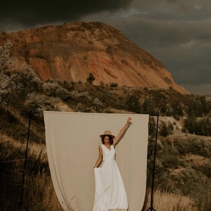 Boho beach wedding dress crepe, Wrap wedding dress open back, Simple wedding dress, Bridal gown ERICA image 8