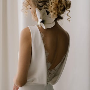 Rustic boho wedding dress beach | V neck sleeveless gown | Minimalist | ERICA with a slit