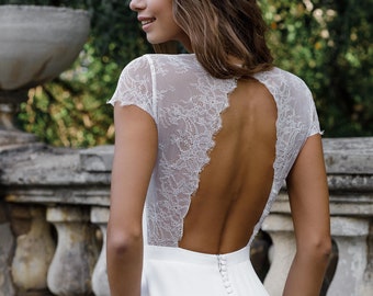 Modest wedding dress Reception, Simple wedding dress Open back, Minimalist wedding dress Summer | MARCELLA