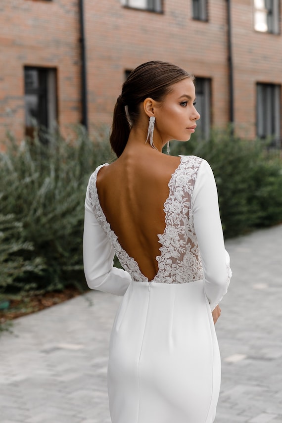 Lace Wedding Dress Long Sleeves, Sexy Wedding Dress Mermaid, Elegant Dress  | OLIVIA - Etsy Denmark