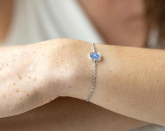 Small forget-me-not wildflower bracelet made of stainless steel gold-plated / silver-plated, blue wildflower resin bracelet, epoxy resin flower bracelet