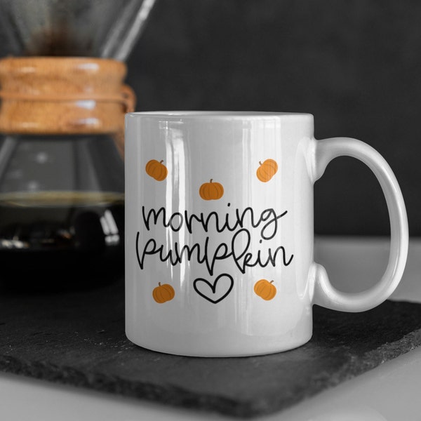 Morning Pumpkin Mug| Fall Coffee Mug| Fall Mug| Pumpkin Mug| Plaid Pumpkin| Pumpkin Print| Coffee Lover Gift| Teacher Gift