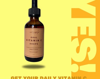 Vitamin C | Liquid Vitamin drops | Food Supplements | collagen production | Organic | Natural liquid Drops | Vegan Supplements | Natural