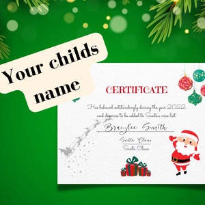 Certificaat gedrukte kerstman Nice List Award kerstcadeau Nice Certificaat Santa Communication Christmas Spirit Item: