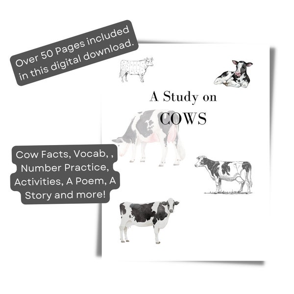 Cow science unit etsy