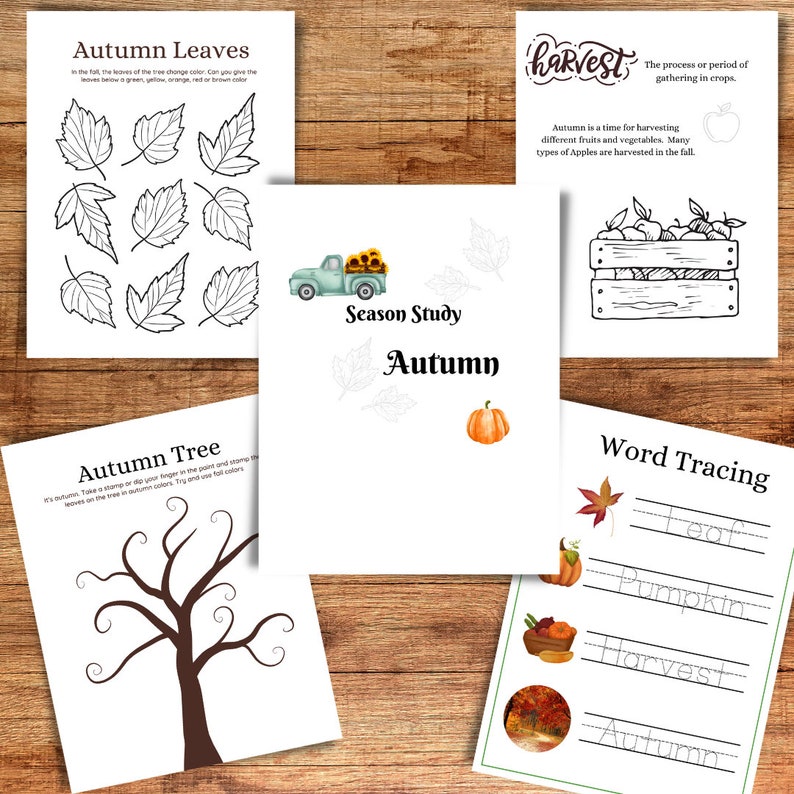 Autumn Fall Study Activity Printable Homeschool Worksheets Nature ...
