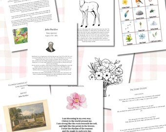 Cuaderno de ejercicios para la educación en casa: Canasta matutina (PDF digital) Gratitud, Recursos para la educación en casa para estudiantes de primaria, Poesía, Arte y Estaciones, Charlotte Mason
