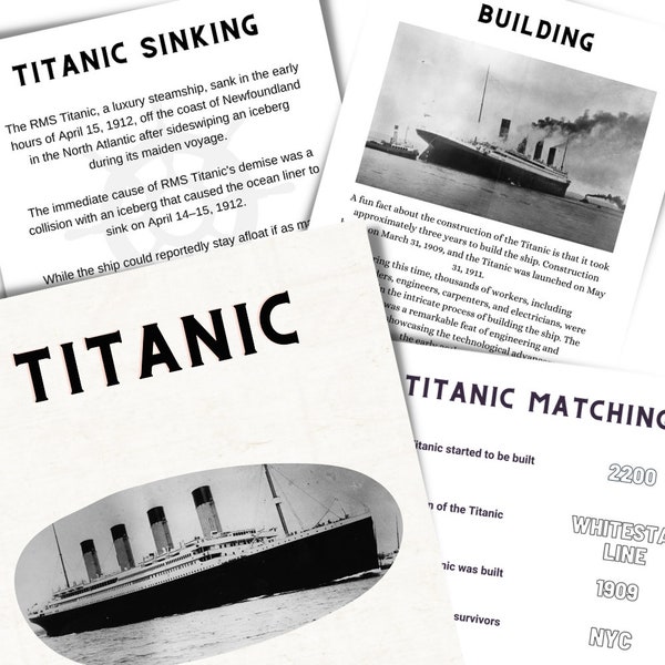 Unidad de estudio de educación en el hogar Recurso del Titanic Lección del Titanic Recurso educativo Actividad de aprendizaje Lección de historia Paquete de recursos de aprendizaje digital
