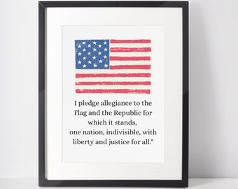 Pledge of Allegiance Printable Classroom Wall Art Recite Pledge Homeschool Class Decor Teaching Resource Read Pledge Allegiance