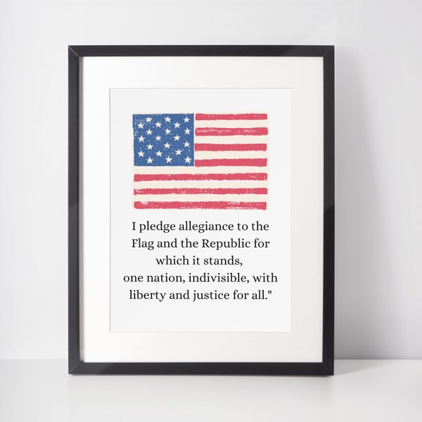 Pledge of Allegiance Printable Classroom Wall Art Recite Pledge Homeschool Class Decor Teaching Resource Read Pledge Allegiance