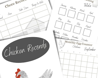 Chicken Homestead Planner Record Keeping for Chickens - Eggs, Chores, Incubation Records, Income Charts.  Digital Download