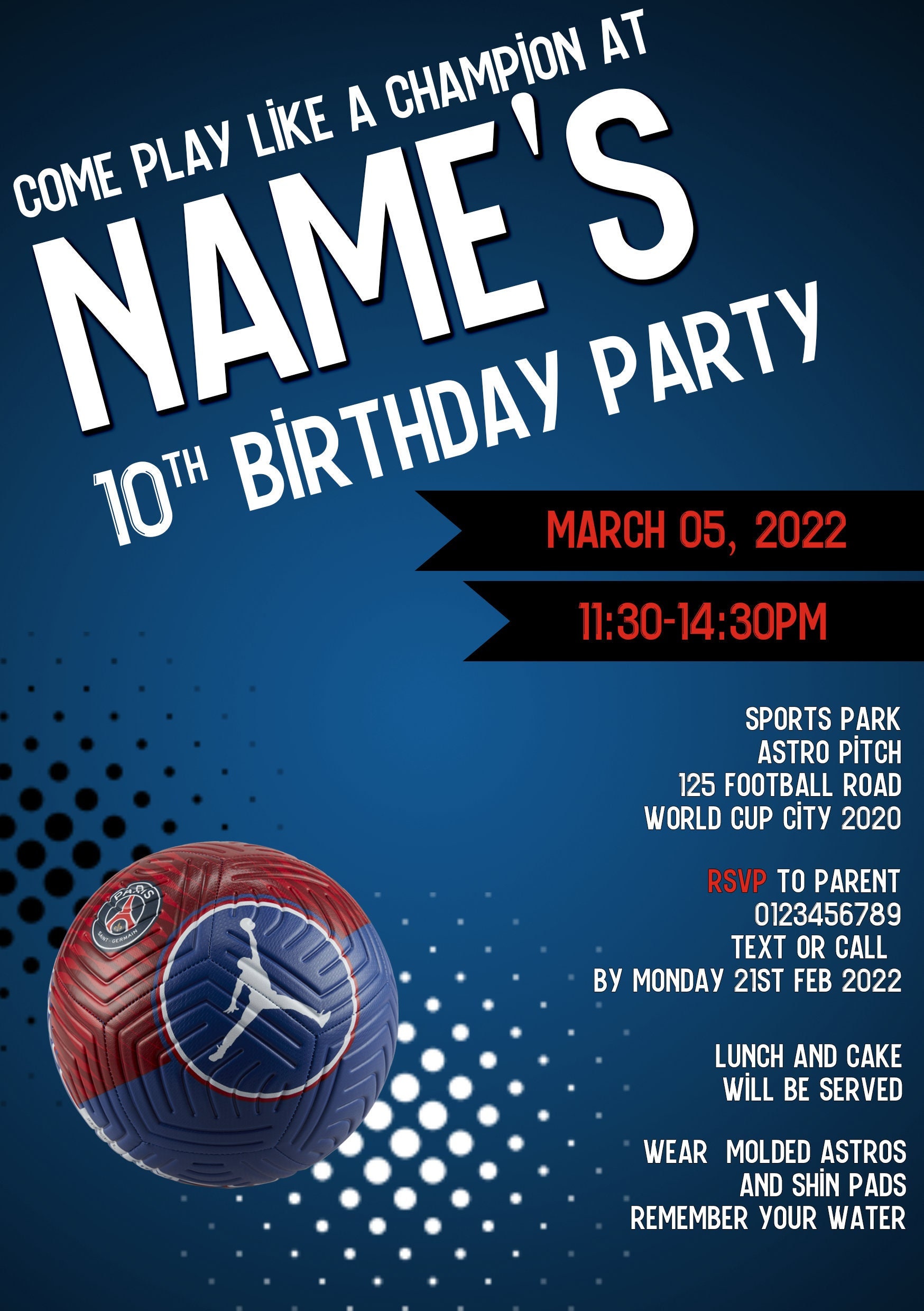 Carte Anniversaire Psg à Imprimer Gratuite Psg birthday invite - Etsy France