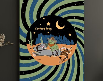 Affiche vert foncé de grenouille de cowboy de <br> Profitez-en ! Art de grenouille de cow-boy | Chapeau de cowboy grenouille | Grenouille de chapeau de cowboy | Impression grenouille cow-boy | Cowboy grenouille | Art de grenouille de cow-boy