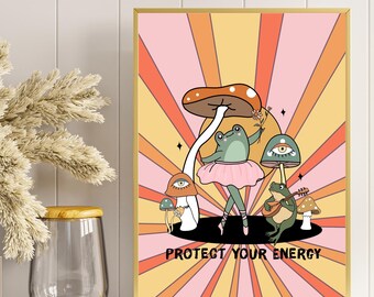 Frog Dancing Retro Print | Positive Quote Poste | Dancing Frog | Retro Positive | y2k Prints | Retro Poster Print | Frog Poster | Cute Frog