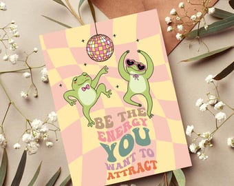 Dancing Frog Retro Print | Positive Quote Poste | Frog Dancing | Retro Positive | y2k Prints | Retro Poster Print | Frog Poster | Cute Frog