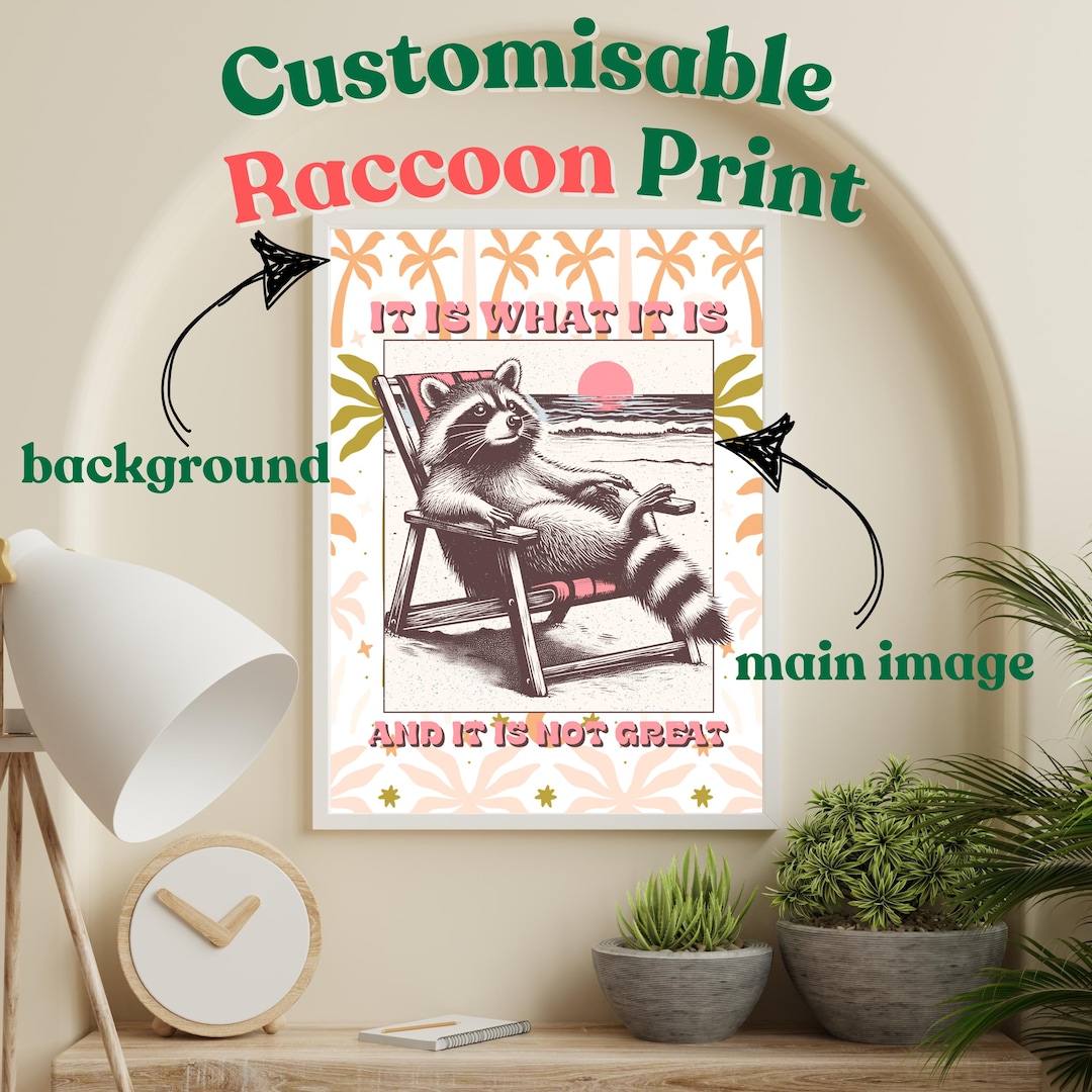Raccoon Print | Raccoon Wall Art | Funny Bathroom Art | Bathroom Wall ...