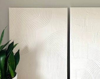 Gips Wandkunst, 2-teilig, Strukturierter Wandbehang, Gips Kunst, Wandkunst, 3D Leinwand, Raumdekor, Strukturgemälde, Minimal Art, Wohnkultur