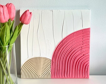 Gips Wandkunst, Strukturierte Leinwand, Gemalte Wandkunst, Weiße Malerei, 3D Raumdekor, Weiße Strukturierte Kunst, Minimalistische Innendekoration