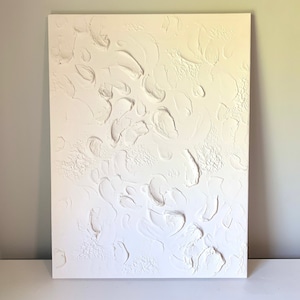Plaster Wall Art, Textured Canvas, White Painting, Painted Wall Art, 3D Room Decor, White Textured Art, Minimalist Decoration, Home Decor