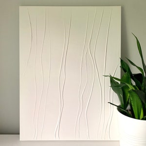 Gips muurkunst, getextureerde canvas, wit schilderij, beschilderd canvas, 3D, kamerdecor, gipskunst, textuur, minimalistisch, thuis, abstract schilderij
