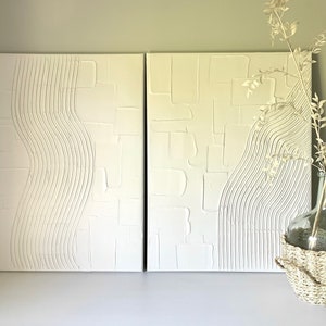 Plaster Wall Art, 2 Piece, Textured Wall Art, Plaster Art, Wall Art, 3d Canvas, Room Decor, Textured Painting, Minimalist Art, Home Decor