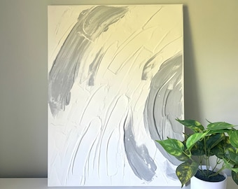 Gips Wandkunst, Strukturierte Leinwand, Weiße Malerei, Bemalte Leinwand, 3D, Raumdekor, Gipskunst, Textur, minimalistisch, Zuhause, abstrakte Malerei