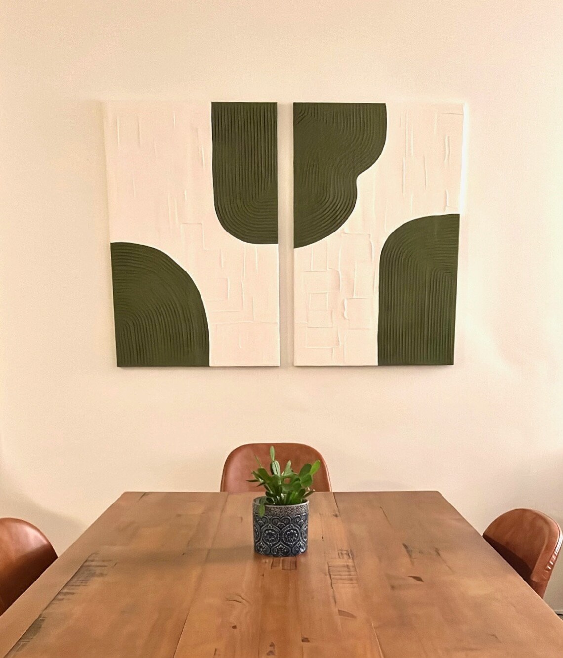 Plaster Wall Art Set of 2 Textured Canvas White Painting Etsy