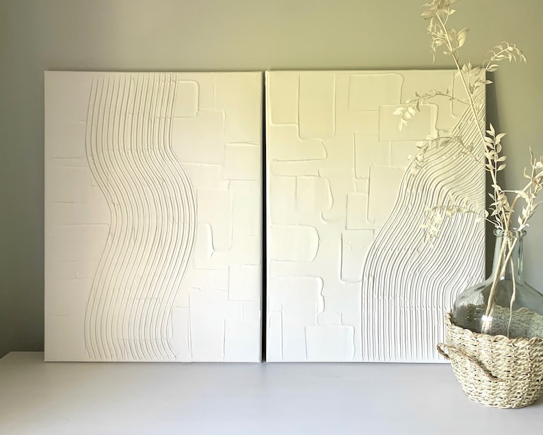 Plaster Wall Art, 2 Piece, Textured Wall Art, Plaster Art, Wall Art, 3d