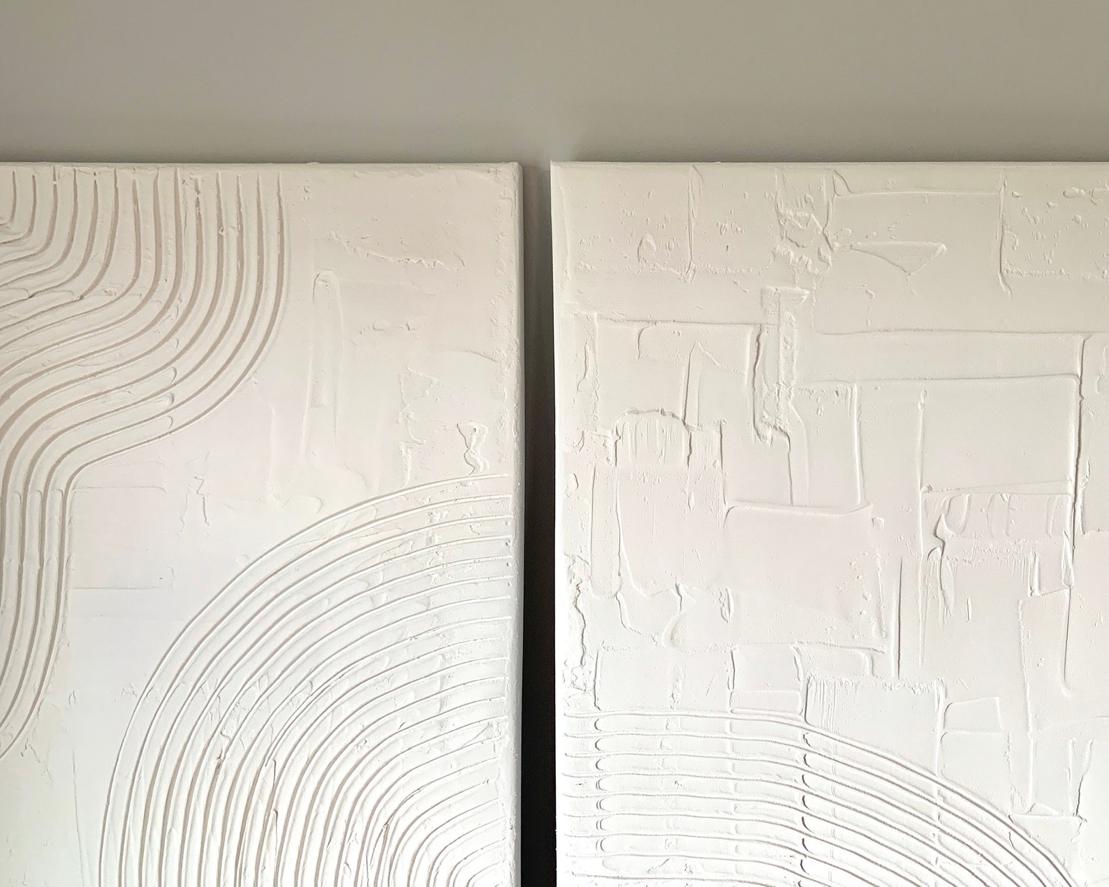 Plaster Wall Art, 2 Piece, Textured Wall Hanging, Plaster Art, Wall Art