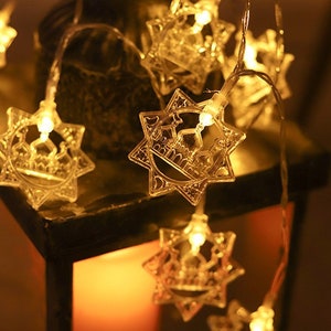 gold mosque and star ramadan Kareem and eid theme string lights