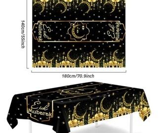 Eid Mubarak and Ramadan Mubarak Tablecloth/Table Runner Decoration For Home 2023 Islamic Muslim Party Supplies