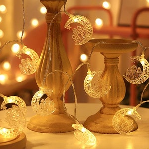 gold crescent and mosque ramadan Kareem and eid theme string lights