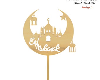 Ramadan and Eid Mubarak Acrylic Cake Toppers for Islamic Muslim Festival Party, For Cake DIY Decoration