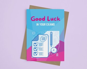 Old English Co. Prüfungsglückskarte – Für GCSEs, A-Levels, Enkel, Kinder, Mit Umschlag