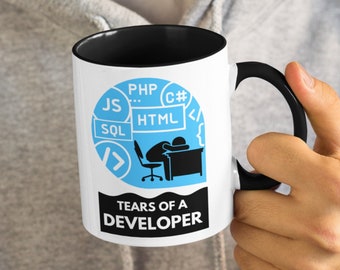 Funny Stressed Web Developer Gift - Tears of a Developer Mug for HTML, CSS, PHP coders and Software Engineers - Web dev gift for boyfriend