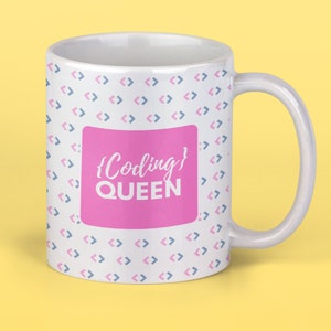 Coder Birthday Gift for Her, Coding Queen Gift for Programmer Female, App Developer Mug for Colleague, Funny Coding Mug for Work