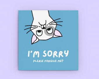 Please forgive me apology card, cute cat sorry card for friend or boyfriend, girlfriend, I'm sorry I hurt you, I messed up card