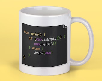 Caneca de trabalho do programador Kotlin para desenvolvedores de software, presente para colega de trabalho engenheiro Android, caneca de humor de programação de computador para codificadores