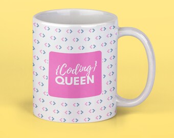 Regalo de cumpleaños codificador para ella, regalo de reina de codificación para programadora femenina, taza de desarrollador de aplicaciones para colega, taza de codificación divertida para el trabajo