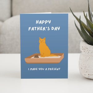 Funny From the Cat Father's Day Card for Cat Dad, Cat Poop Card from Kitten, Favourite Human Card for Cat Lover Pet Owner