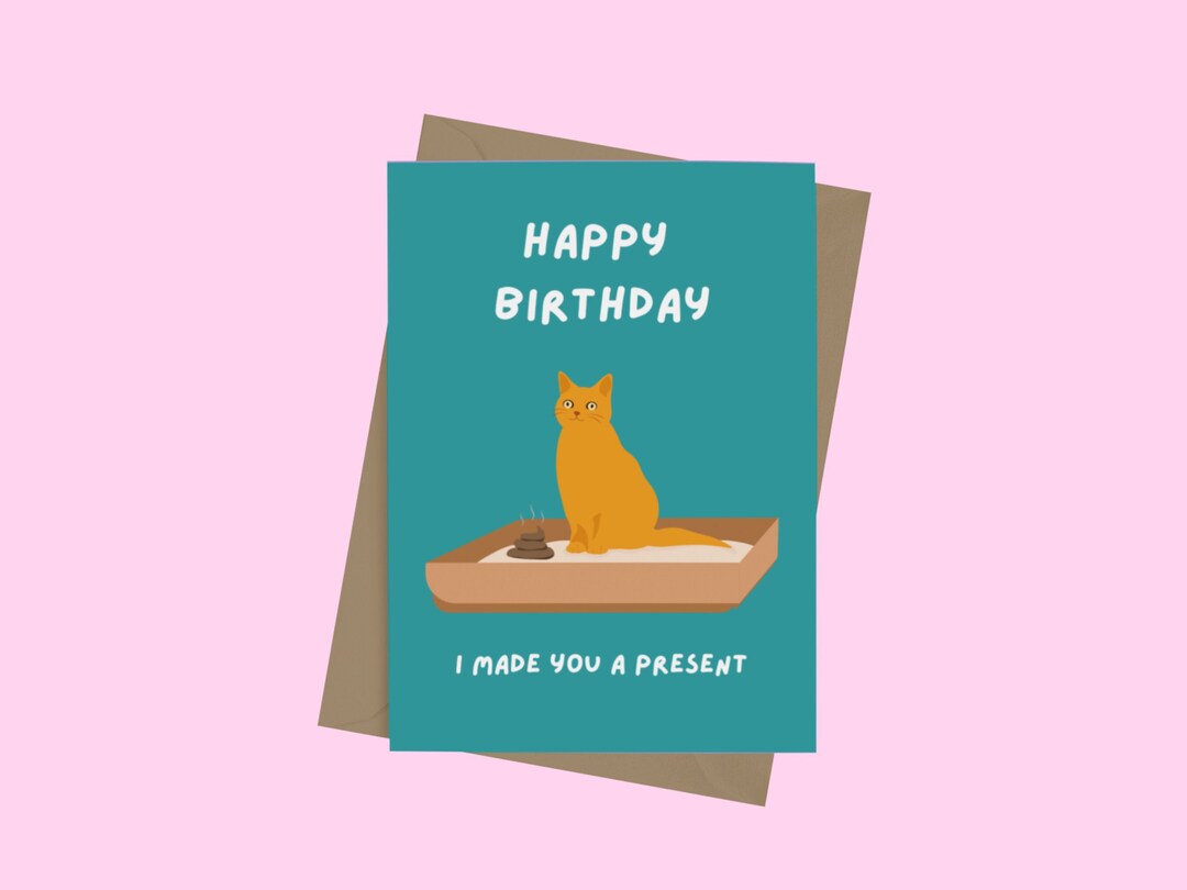 Funny From the Cat Birthday Card for Cat Dad or Mum, Furbaby Card for ...