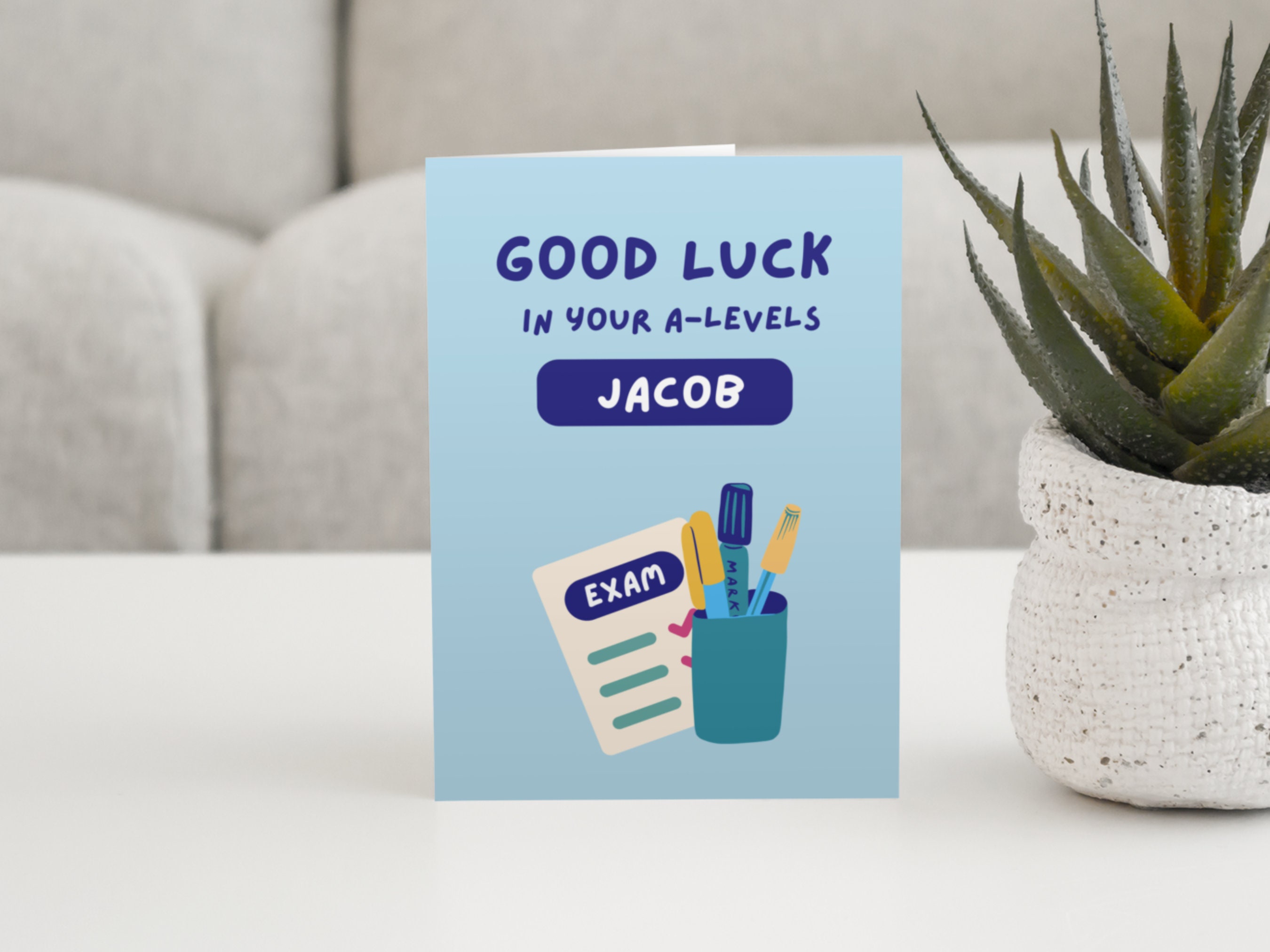 Personalised Good Luck in Your A Level's Card for Son, Exam Good Luck ...