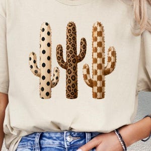 Brushstroke Cactus PNG Western Cowgirl Desert Clipart Leopard Print Checkered Polka Dot Cowgirl Graphics Digital Download