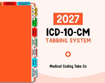 2027 ICD-10-CM - Tabbing System | Medical Coding Tabs | Book Tabs (Book NOT included)