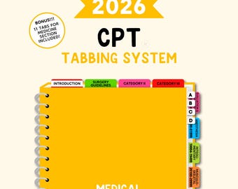 2026 CPT - Tabbing System | Medical Coding Tabs | Book Tabs (Book NOT included)