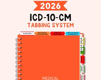 2026 ICD-10-CM - Tabbing System | Medical Coding Tabs | Book Tabs   (Book NOT included)