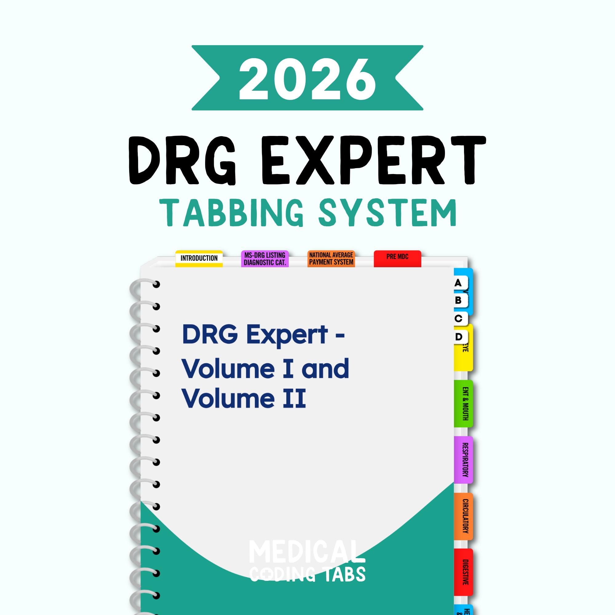 Drg Medical Coding 2026 DRG Expert Volumes I and II - Tabbing System | Medical Coding Tabs ...