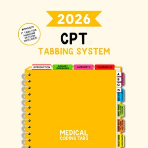 2026 CPT - Tabbing System | Medical Coding Tabs | Book Tabs (Book NOT included)