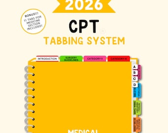 2026 CPT - Tabbing System | Medical Coding Tabs | Book Tabs (Book NOT included)