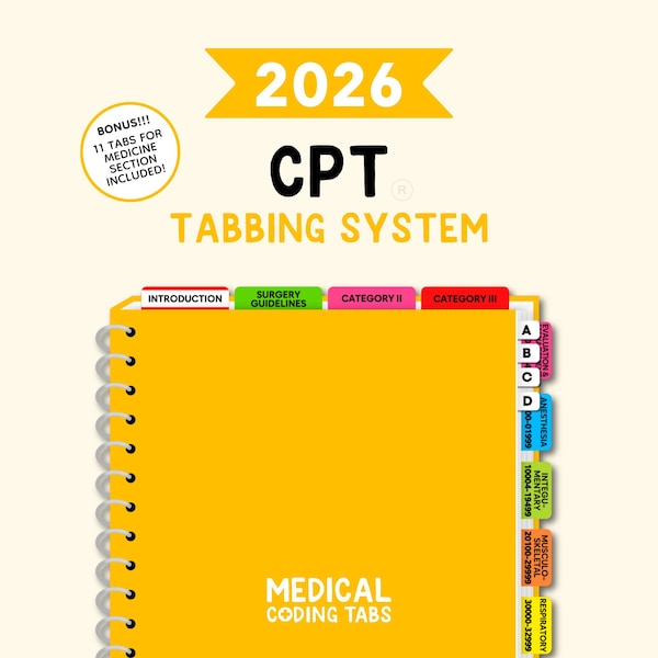 2026 CPT - Tabbing System | Medical Coding Tabs | Book Tabs (Book NOT included)